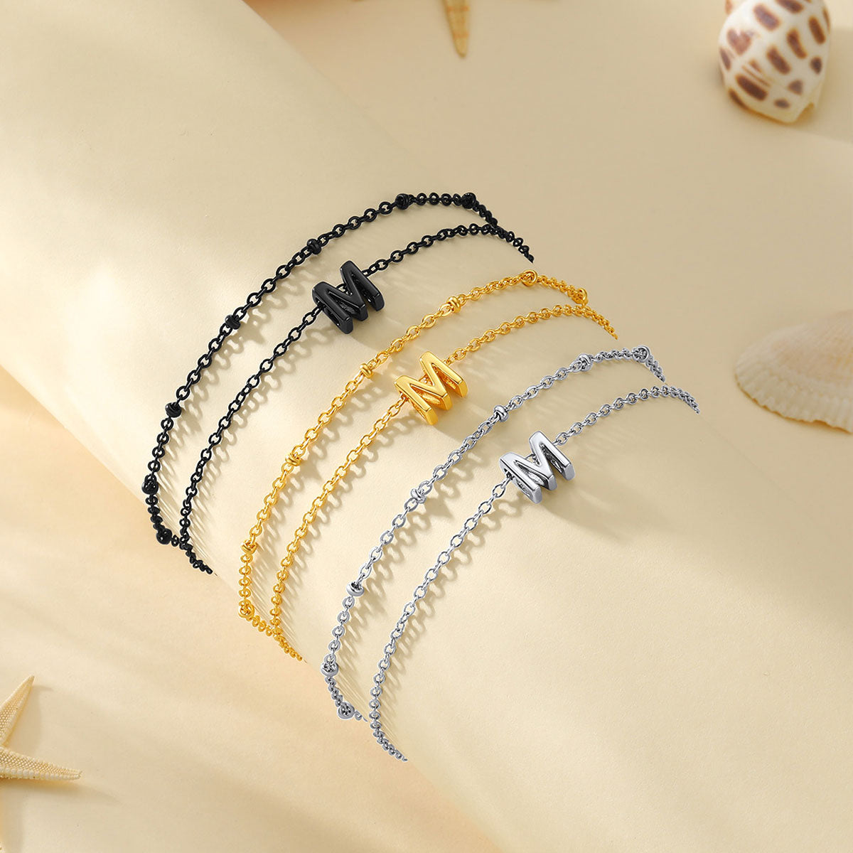 Initial Layered Anklet for Women