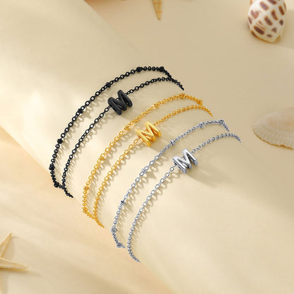 Initial Layered Anklet for Women
