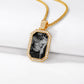 Personalized Cubic Zirconia Octagonal Picture Dog Tag Necklace for Men