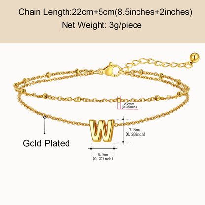 Initial Layered Anklet for Women