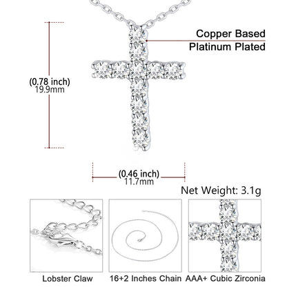 Cubic Zirconia Dainty Cross Necklace for Women