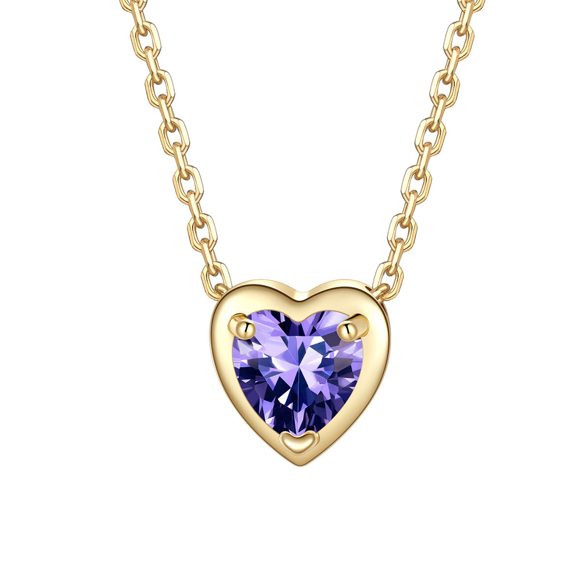 Heart February  Birthstone Necklace on a white background