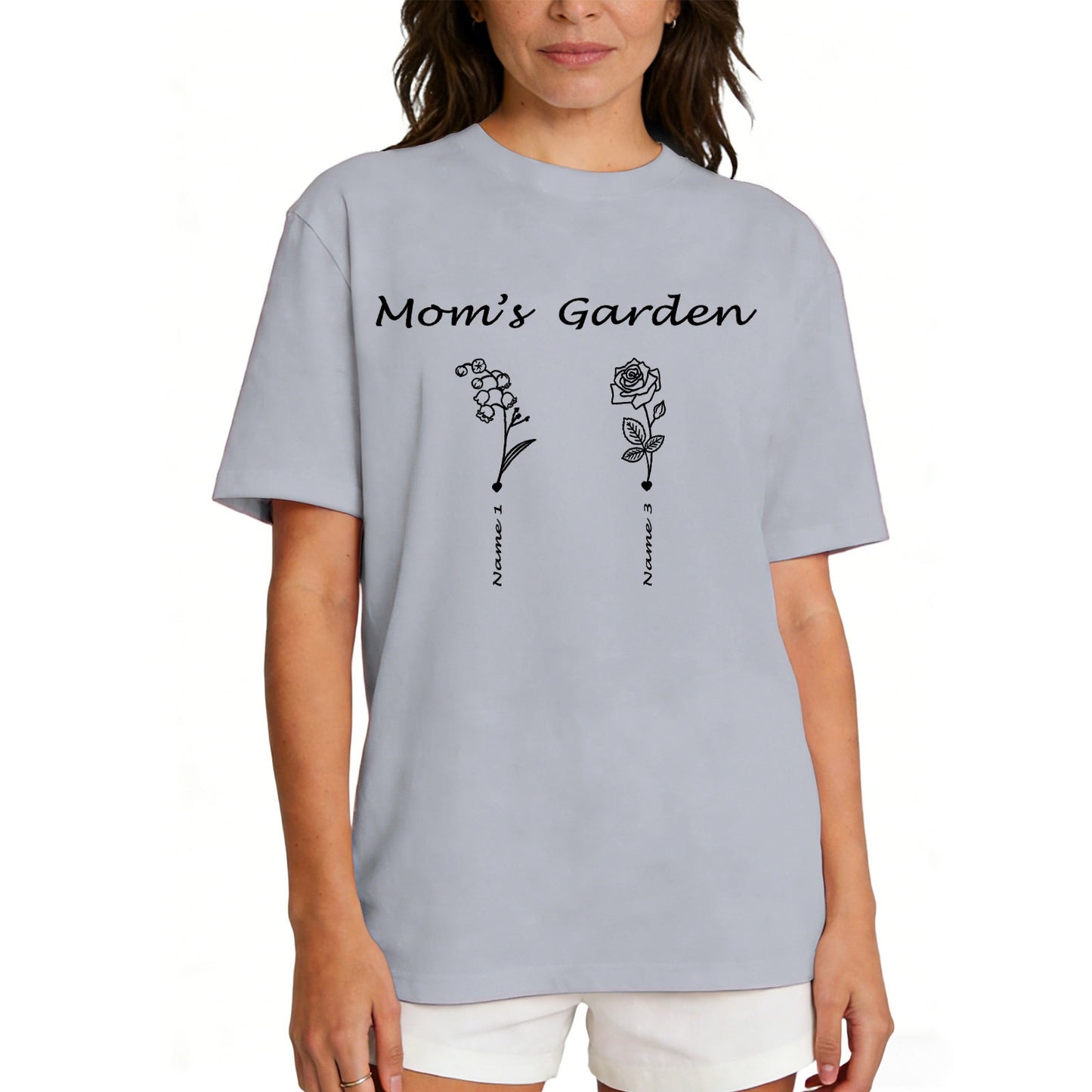 Custom Name Garden Flower T Shirt for Mom 1-5 Names