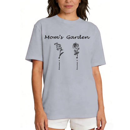 Custom Name Garden Flower T Shirt for Mom 1-5 Names