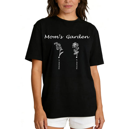 Custom Name Garden Flower T Shirt for Mom 1-5 Names