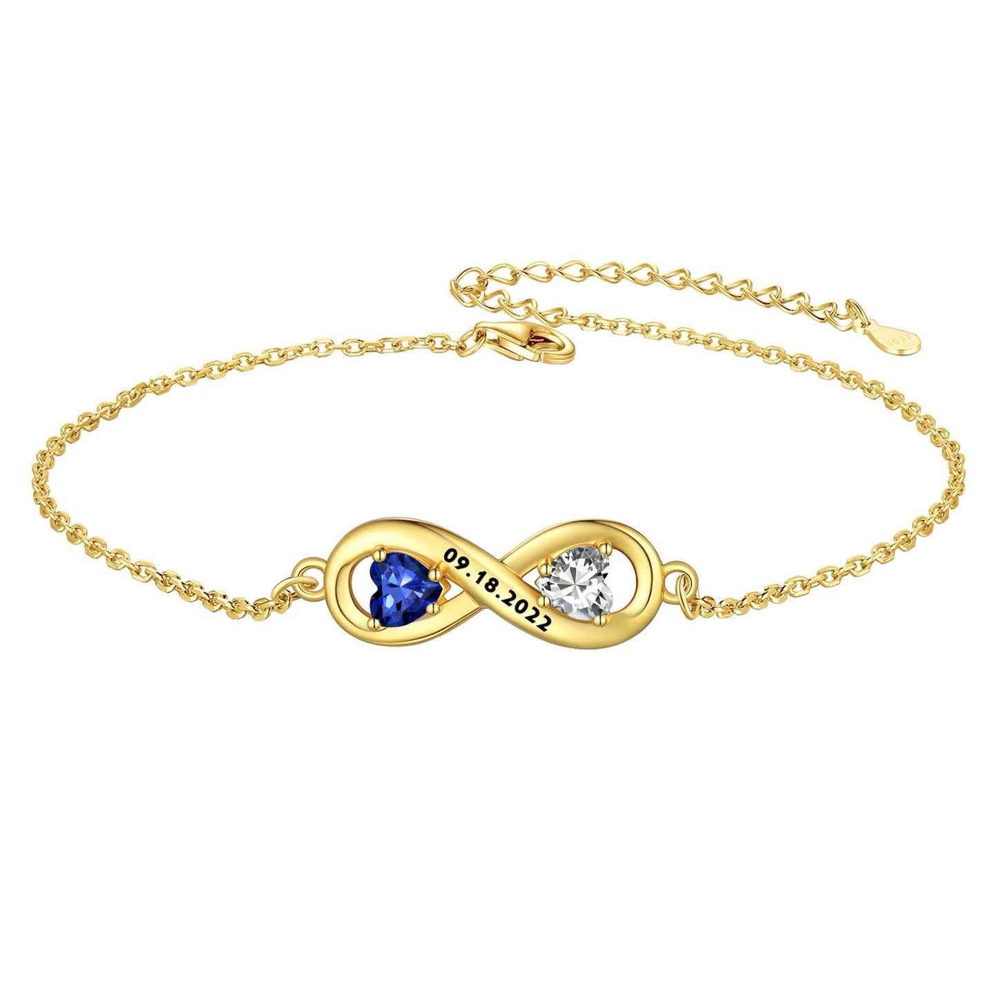 2 Birthstone Infinity Anklet Gold