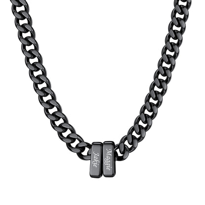 2 Name Cuban Link Necklace Black 9MM