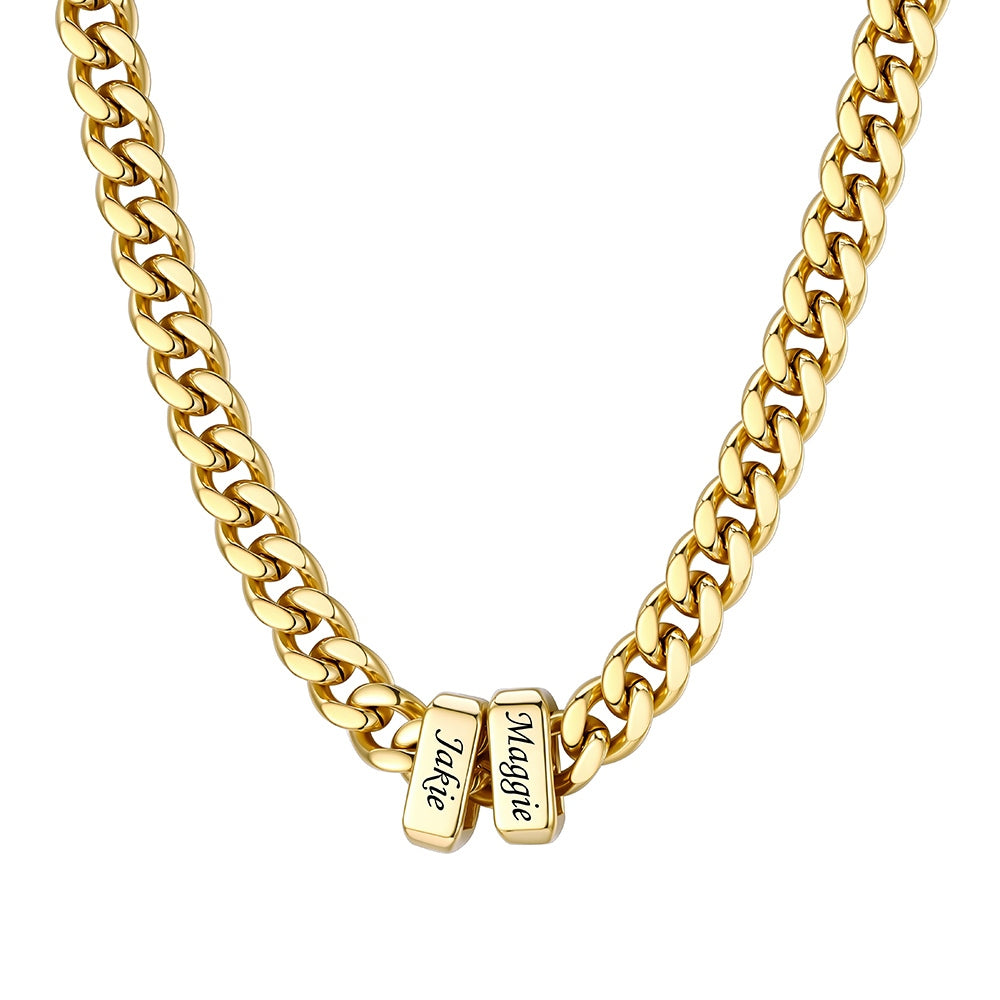 2 Name Cuban Link Necklace Gold 7MM
