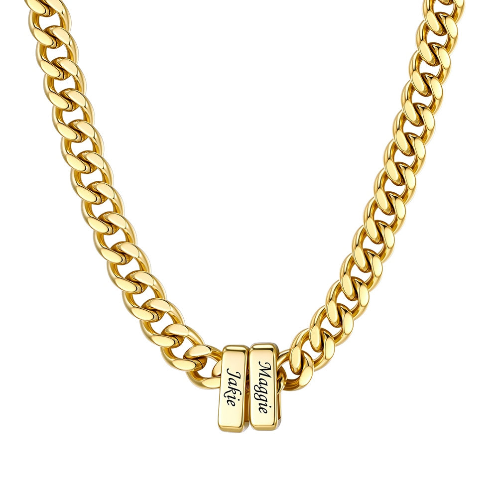 2 Name Cuban Link Necklace Gold 9MM