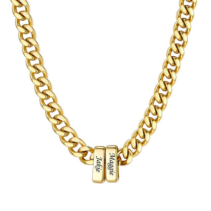 2 Name Cuban Link Necklace Gold 9MM