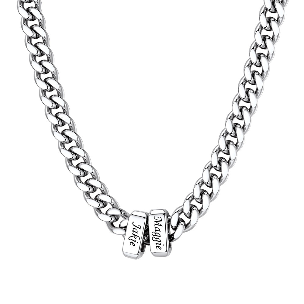 2 Name Cuban Link Necklace Steel 7MM