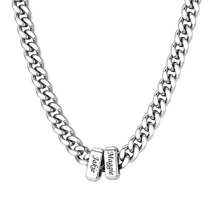 2 Name Cuban Link Necklace Steel 7MM