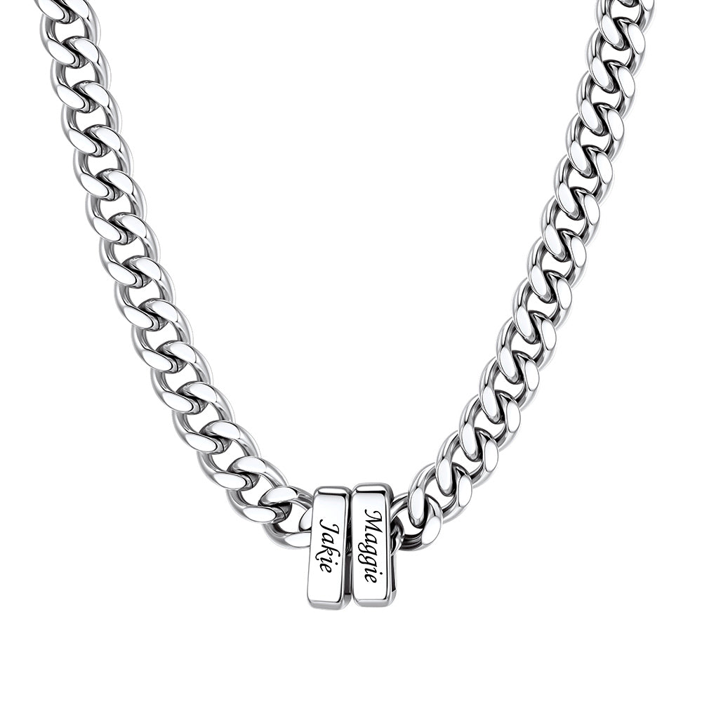 2 Name Cuban Link Necklace Steel 9MM