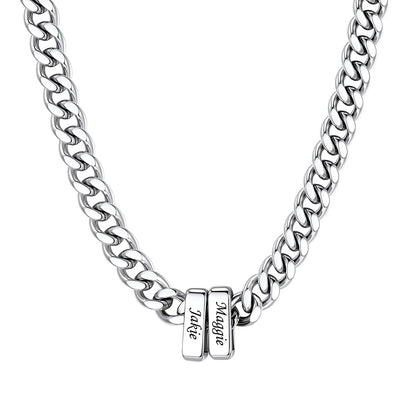 2 Name Cuban Link Necklace Steel 9MM