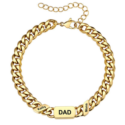 2 Names Cuban Chain Bracelet Gold Plated