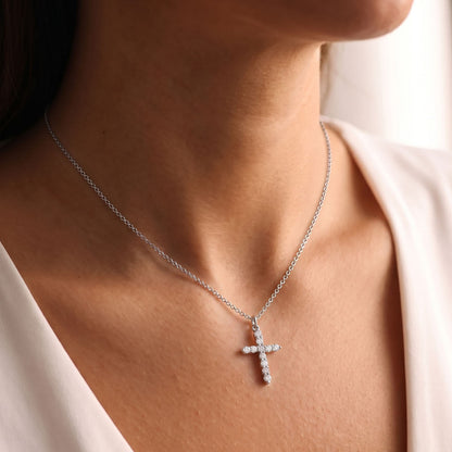 Sparkling Dainty Daimond Cross Necklace for Women