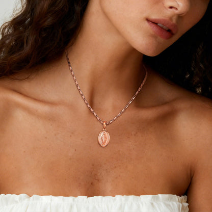 Custom Engraved Virgin Mary Medal Necklace for Women Men