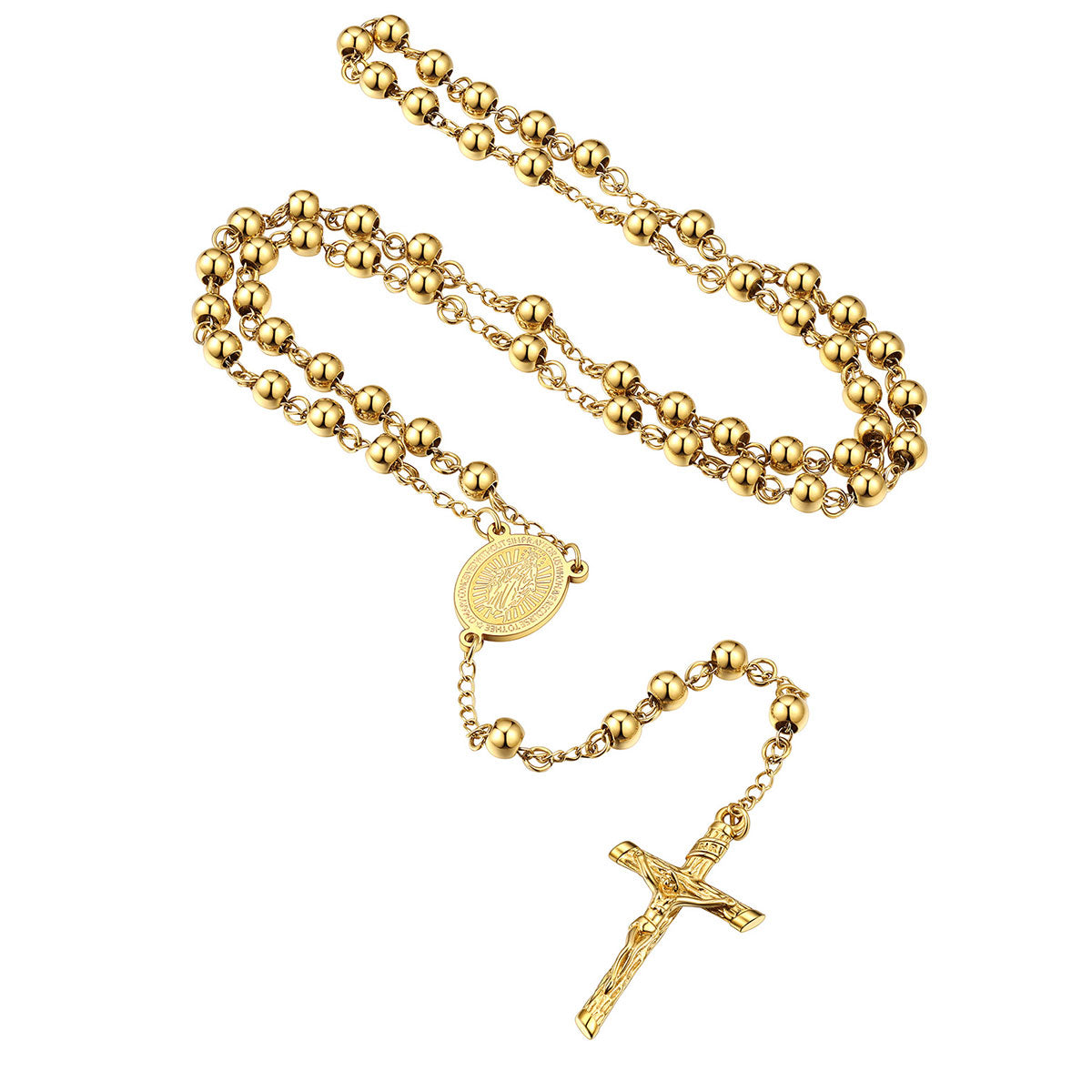 Virgin Mary Rosary Beads Necklace with Cross for Men Women
