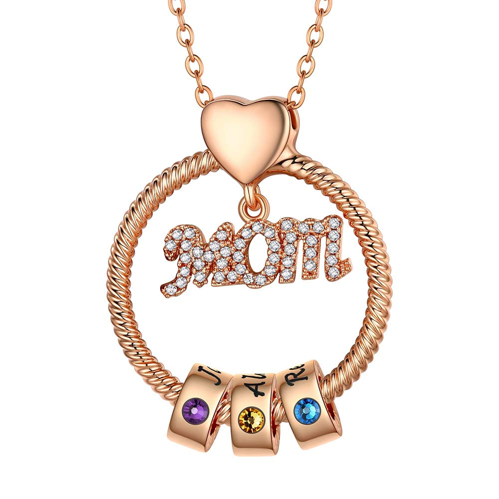3 Birthstone Necklace Rose Gold