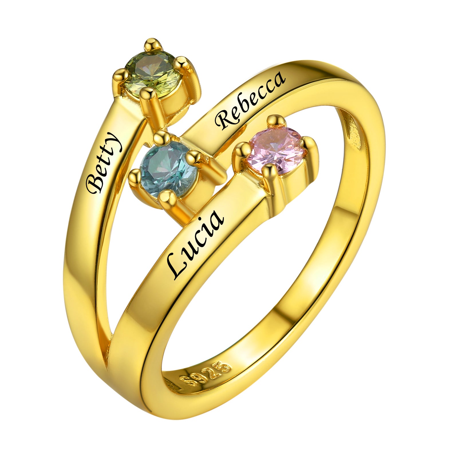 3 gold Birthstone Rings For Women