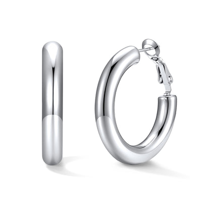 30mm Silver hoop earrings on a white background