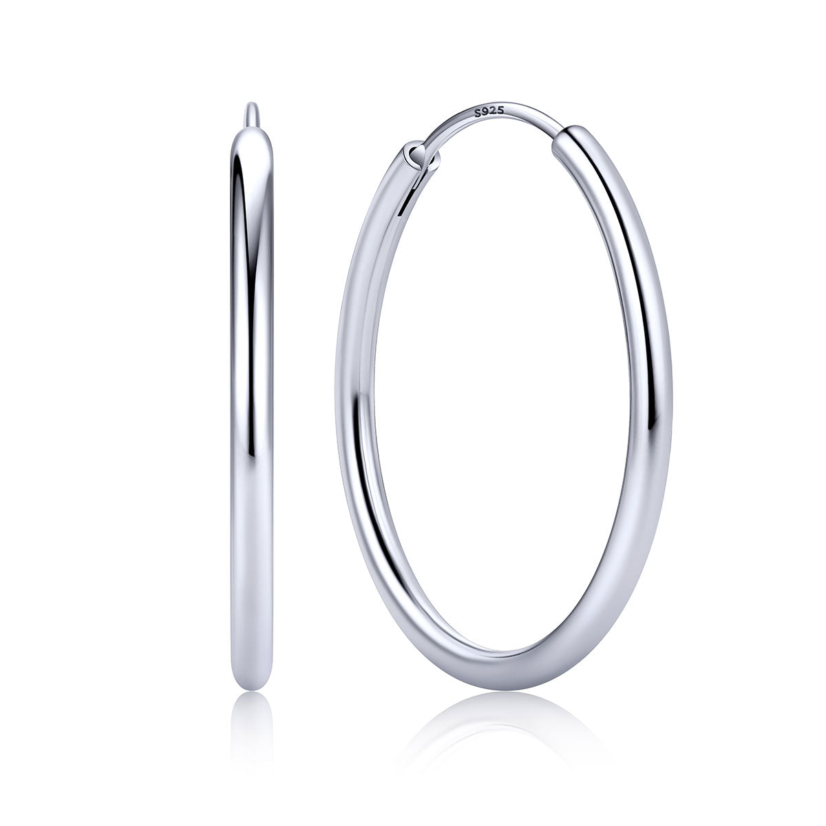 30mm Sterling Silver hoop earrings on a white background