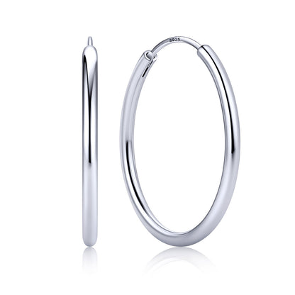 30mm Sterling Silver hoop earrings on a white background
