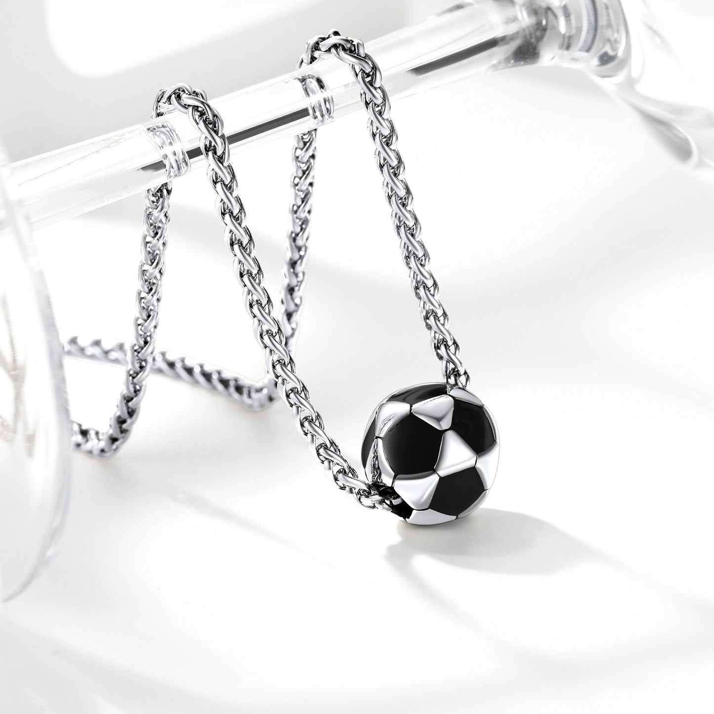 316L Stainless Steel 3D Soccer Necklaces 