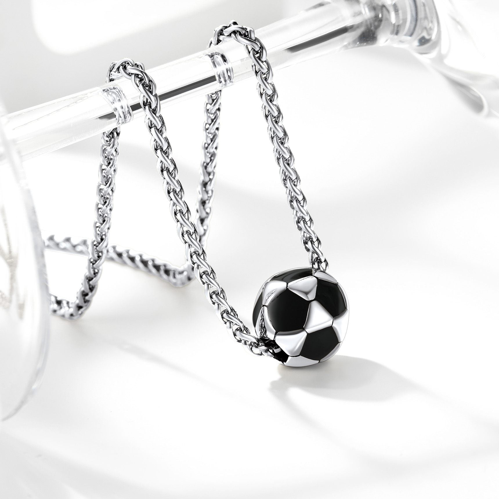 316L Stainless Steel 3D Soccer Necklaces 