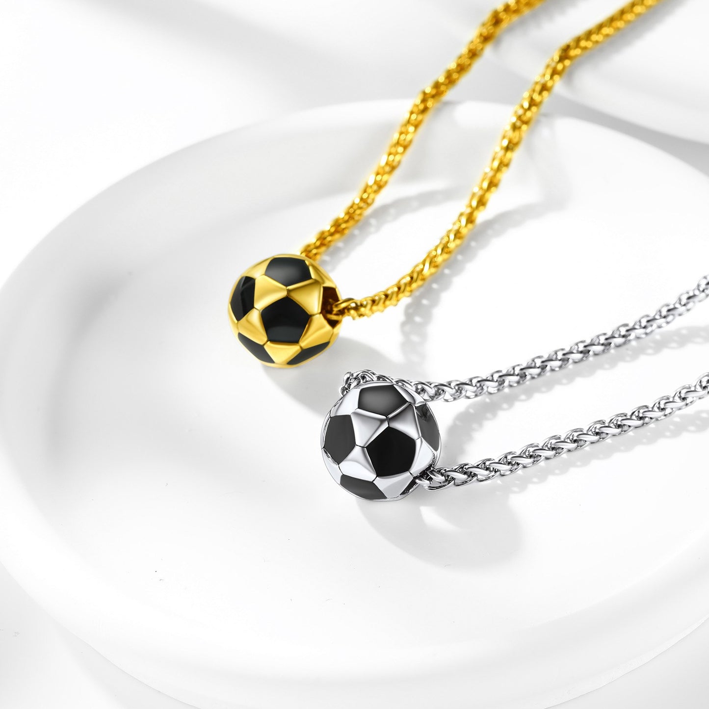 316L Stainless Steel 3D Soccer Necklaces in different color