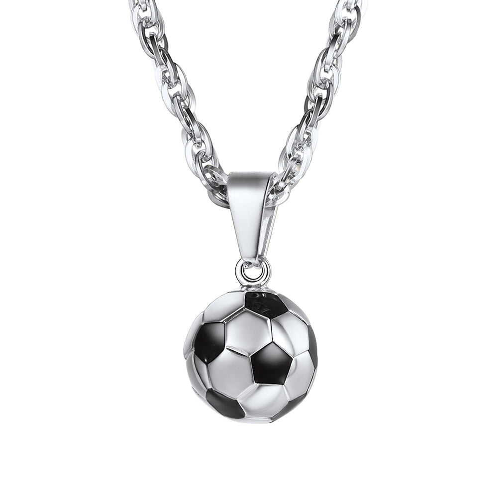 3D Soccer Necklace with LOOSE ROPE CHAIN