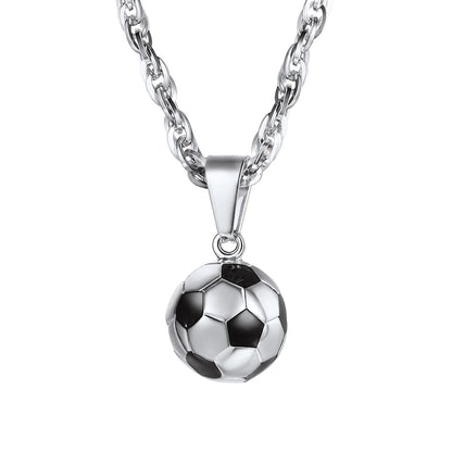 3D Soccer Necklace with LOOSE ROPE CHAIN