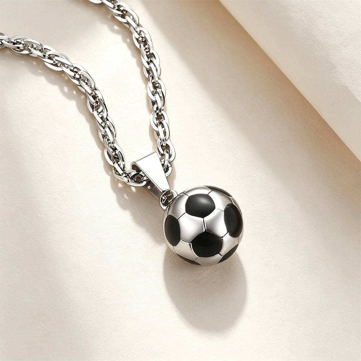 3D Soccer Necklaces in Stainless Steel