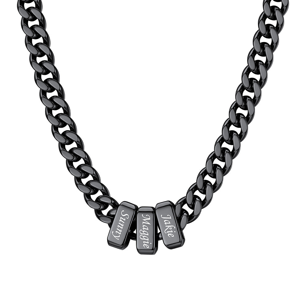 3Name Cuban Link Necklace Black 7MM