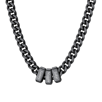 3Name Cuban Link Necklace Black 7MM