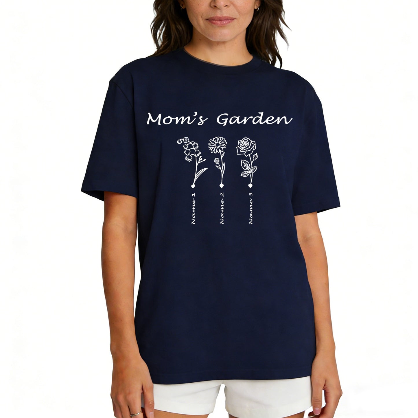 Custom Name Garden Flower T Shirt for Mom 1-5 Names