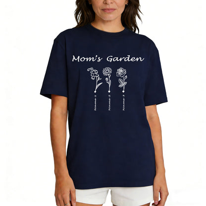 Custom Name Garden Flower T Shirt for Mom 1-5 Names