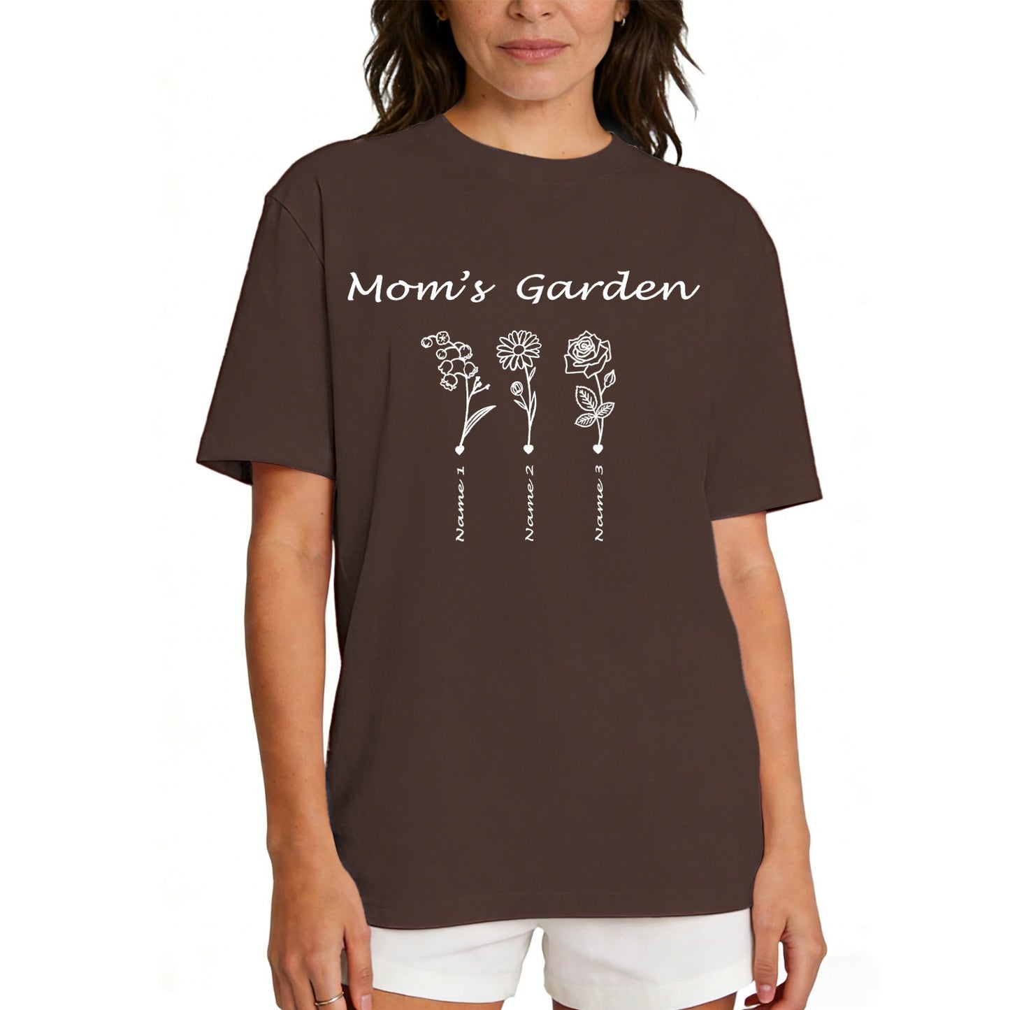 Custom Name Garden Flower T Shirt for Mom 1-5 Names