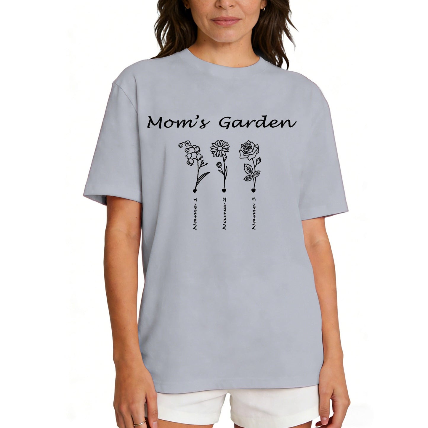 Custom Name Garden Flower T Shirt for Mom 1-5 Names