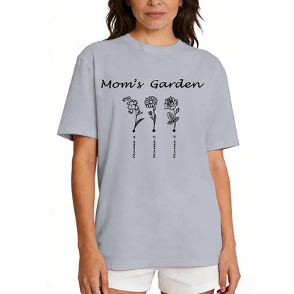 Custom Name Garden Flower T Shirt for Mom 1-5 Names