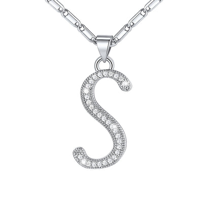 Dainty Cubic Zirconia Initial Necklace for Women