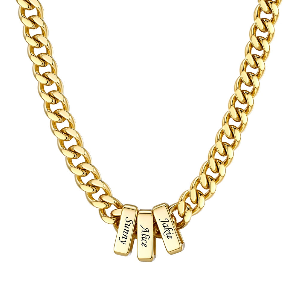 3 Name Cuban Link Necklace Gold 9MM