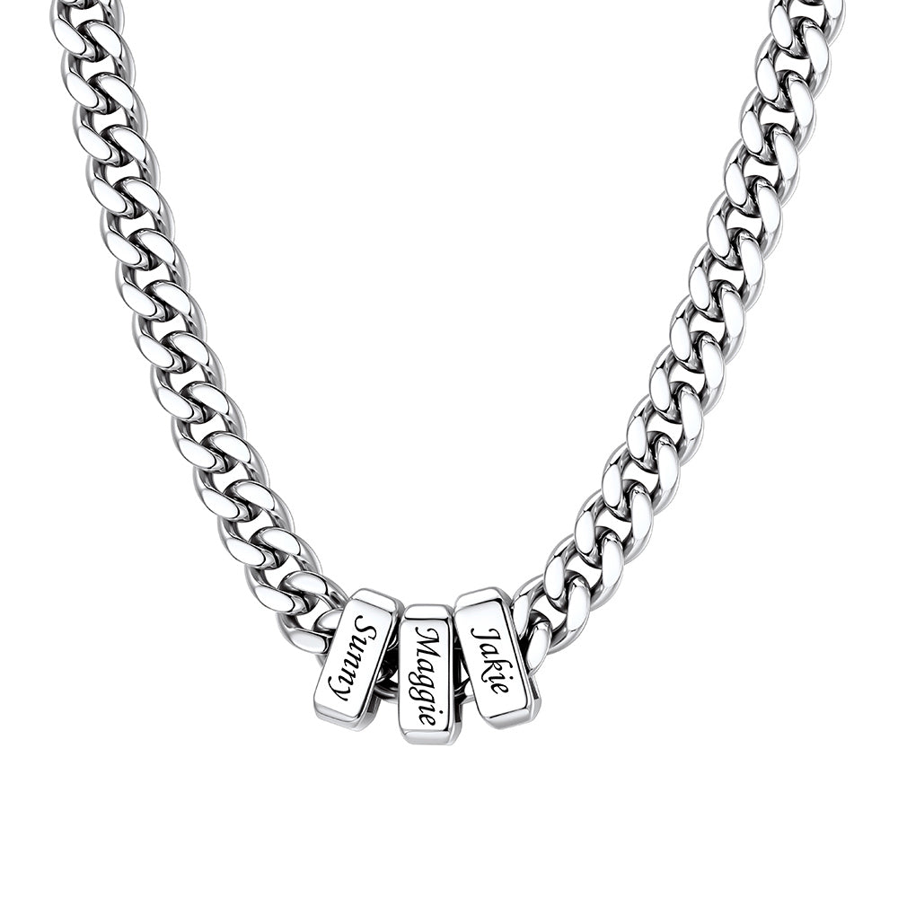 3 Name Cuban Link Necklace Steel 7MM