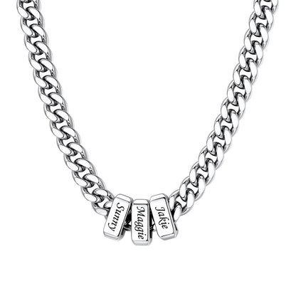 3 Name Cuban Link Necklace Steel 7MM