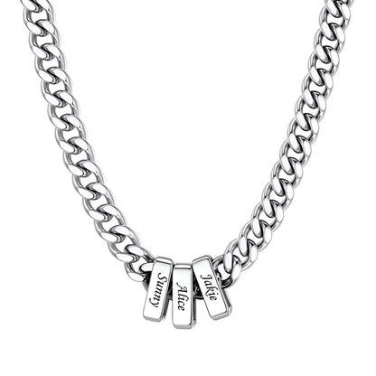 3 Name Cuban Link Necklace Steel 9MM