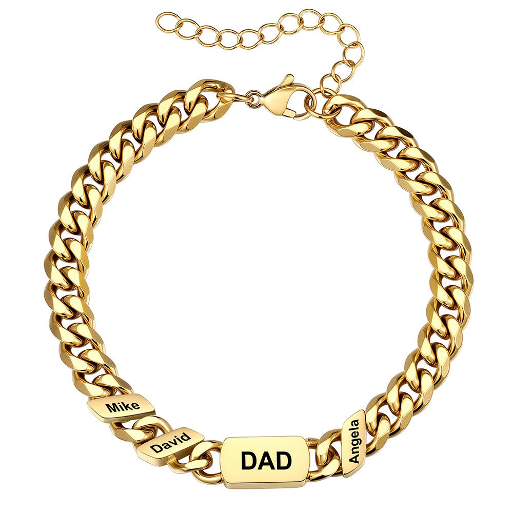 3 Names Cuban Chain Bracelet Gold Plated