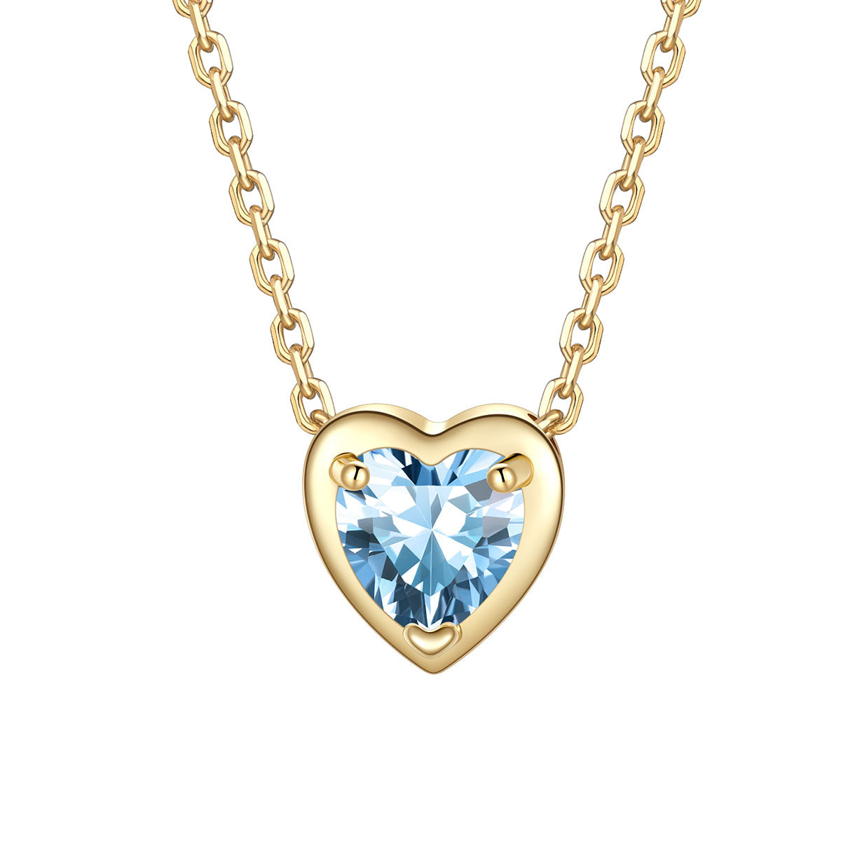 Heart March Birthstone Necklace on a white background