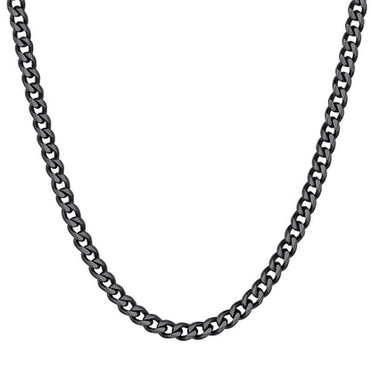 3mm Cuban Chain Necklace Black Plated