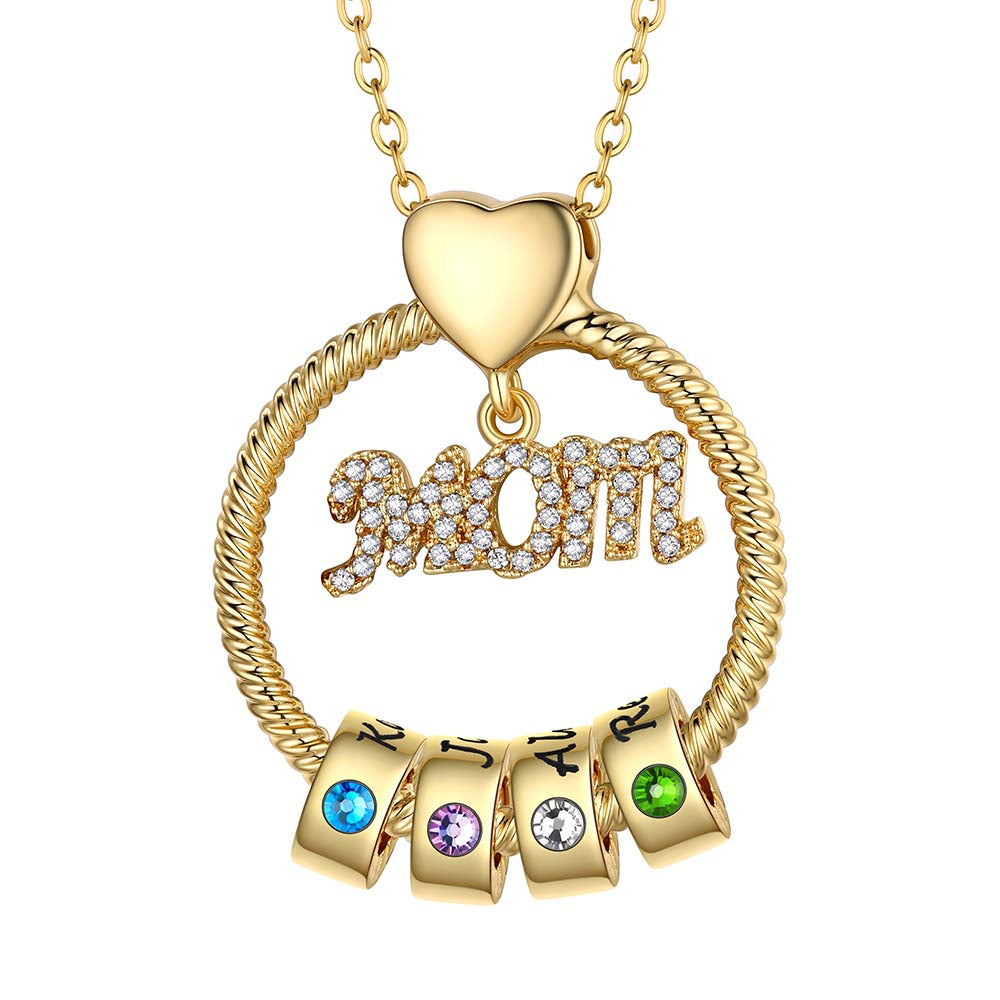 4 Birthstone Necklace Gold