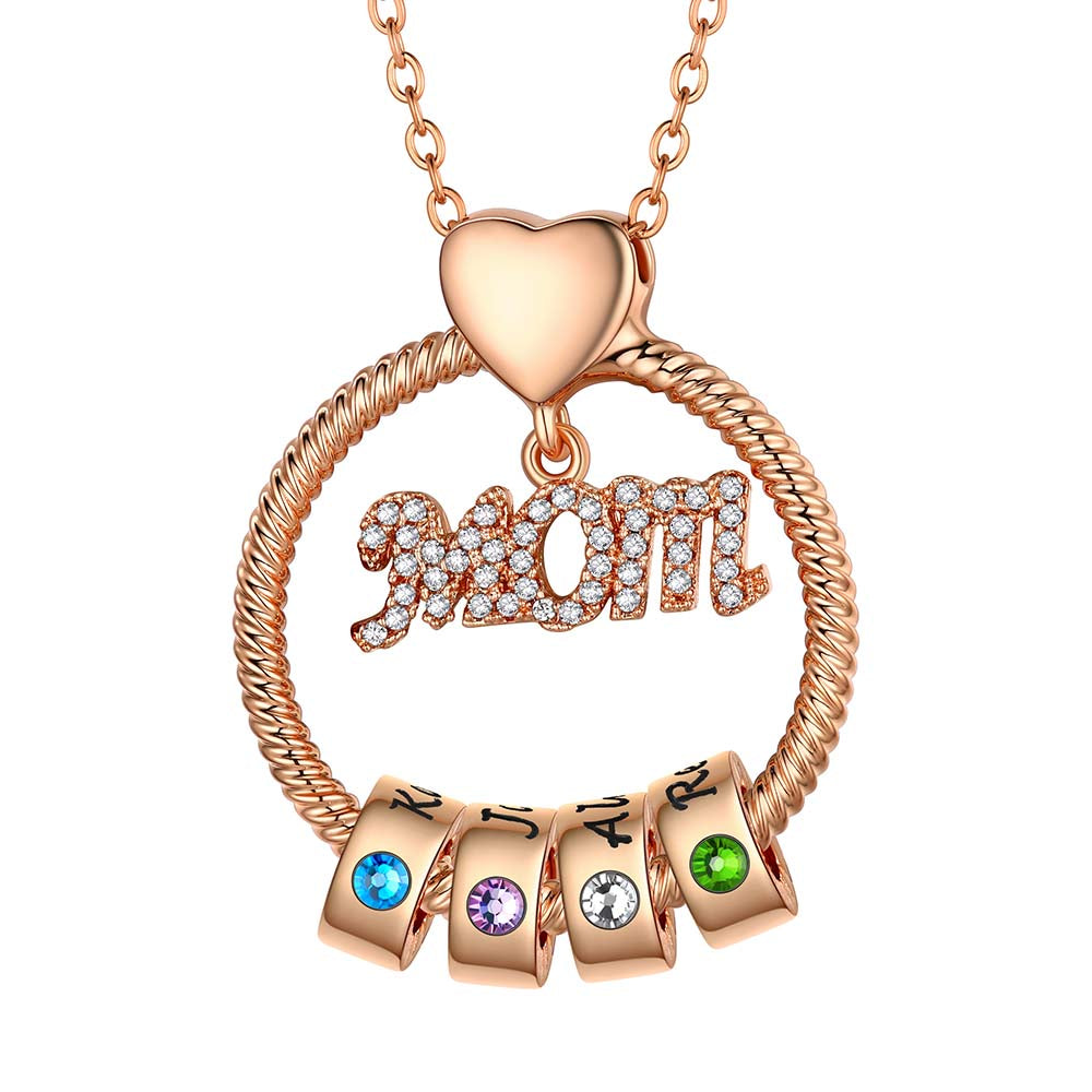 4 Birthstone Necklace Rose Gold